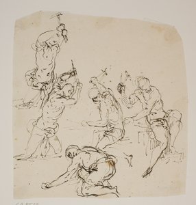Five Studies of Stonemasons or Blacksmiths Working in a Forge by Jacopo Palma