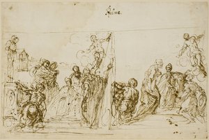 Two Composition Sketches for the Votive Painting of Doge Pasquale Cicogna, Sala del Pregadi, Palazzo Ducale, Venice by Jacopo Palma