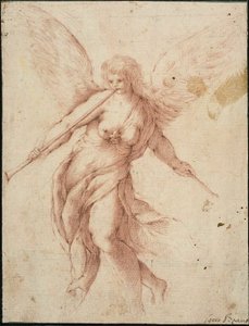 Fame Blowing on a Trumpet by Jacopo Palma il Giovane