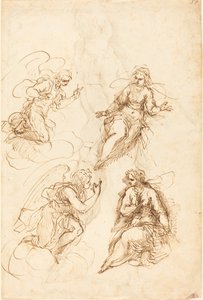 Studies for an Annunciation by Jacopo Palma il Giovane