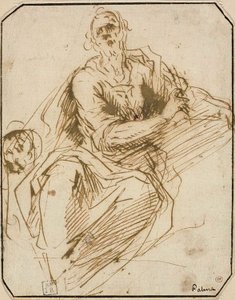 Study for St. Mark; Sketch of Half-length Male Figure, Looking Upwards to Right