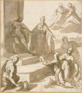 Study for Venice Receiving Homage and Gifts from Brescia, Udine, Padua, and Verona, with Doge Francesco Venier Presenting Them by Jacopo Palma il Giovane
