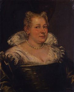 Portrait of a Lady, Bust Length in a Green Dress with a White Collar by Jacopo Robusti Tintoretto