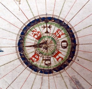 Compass point, Renaissance map of Europe, Jacopo Russo (after) 1528 by Jacopo Russo
