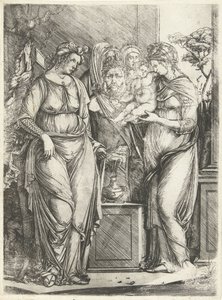 Four Women Offering a Boy at the Statue of Priapus by Jacopo de