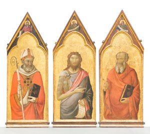 Saint John the Baptist, Saint John the Evangelist, Saint Giles by Jacopo del Casentino