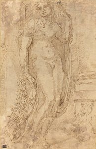 Allegorical Figure with a Cat and a Pig by Jacopo di Giovanni