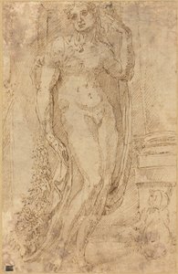 Allegorical Figure with a Cat and a Pig, c.1530 by Jacopo di Giovanni di Francesco