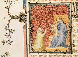 Jean de France, Duke of Berry Praying Before the Virgin and Child, from Les Petites Heures de Duc de Berry, c.1385-90 by Jacquemart de Hesdin