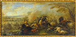 A Battle Between Christians and Muslims by Jacques (1621-76) Courtois
