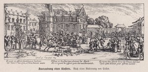 Destruction of a monastery during the Thirty Years War by Jacques (after) Callot