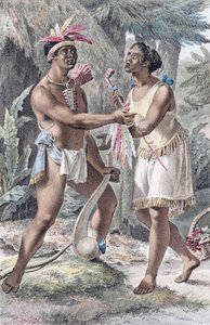A Naudowessie Indian Couple in Their Village by Jacques (after) Kuyper
