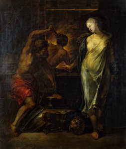 Vulcan forging the armour of Achilles overseen by Thetis
