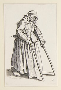 Beggar woman on crutches, from The Beggars by Jacques Callot