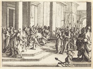 Christ and the Woman Taken in Adultery by Jacques Callot