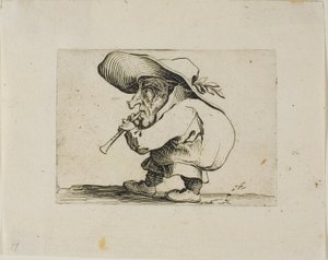 Flageolet Player (from Varie Figure Gobbi) by Jacques Callot
