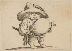 Man with a Large Belly Decorated with Buttons
