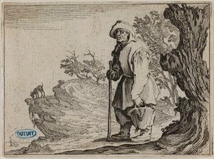 Les Caprices, The Peasant Carrying His Bag. Thirty-first Number of the Suite of 50 Engraved Pieces in Nancy (Lieure 458, Meaume 827)