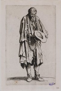 The Beggars, The Beggar with the Rosary. Eleventh number of a suite of 25 pieces by Jacques Callot
