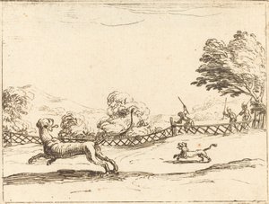 Lioness and Cub Pursued by Hunters by Jacques Callot