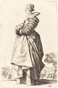 Noble Woman in Profile with her Hands in a Muff by Jacques Callot