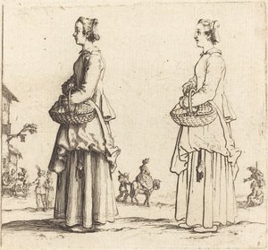 Peasant Woman with Basket, in Profile, Facing Left by Jacques Callot