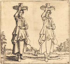 Peasant Woman with Basket on Head, Front View by Jacques Callot