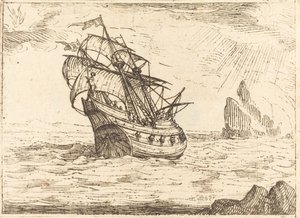 Ship Navigating Near Rocks by Jacques Callot