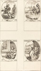 St. George; St. Sabas; St. Mark, Evangelist; St. Marcellin by Jacques Callot