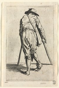 The Beggars: Beggar on Crutches, Wearing a Hat by Jacques Callot