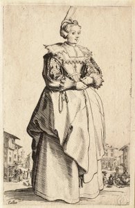 The Lady with the Little Headdress Pulled Back by Jacques Callot