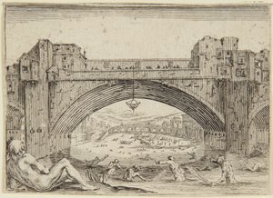The Ponte-Vecchio, Florence by Jacques Callot