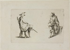 Two Seated Men, from The Caprices by Jacques Callot