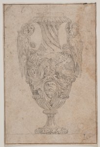Decorative Vase with Two Owls and a Head. Copy after Plate 15 in the Suite of Vases Drawn by Saly in 1746, "Vasa a se inventa..."