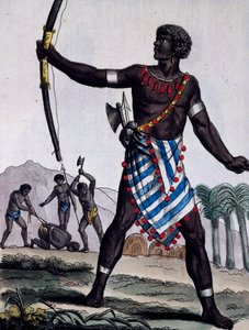 Anzikos warrior, Africa, engraving from Encyclopedia of voyages
