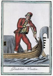 Gondolier in Venice - in Encyclopedia of Voyages by Grasset Saint Sauveur, ed. Paris 1796 by Jacques Grasset de Saint Sauveur
