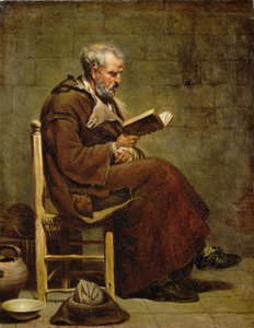 A Seated Old Man Reading by Jacques Henri Sablet
