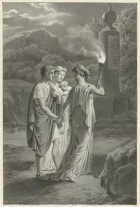 Design for a Book Illustration with a Young Family and a Woman with a Torch by Jacques Kuyper