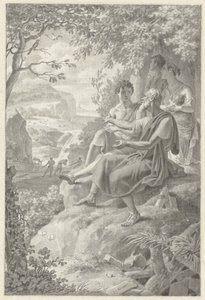 Design for a Book Illustration with an Old Storyteller, a Young Family, and Various Animals by Jacques Kuyper
