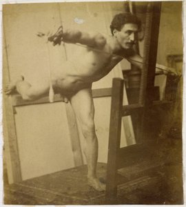 Study of a Male Nude Model, Leaning Forward with Right Leg Back, in the Studio of Jacques de Lalaing