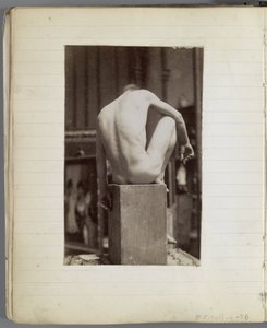 Study of a Male Nude Model, Sitting and Seen from the Back, in the Studio of Jacques de Lalaing by Jacques Lalaing (attributed to)
