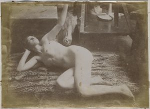 Study of a Female Nude Model, Lying on a Tiger Skin, in the Studio of Jacques de Lalaing