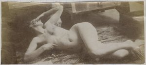 Study of a Female Nude Model, Lying on a Tiger Skin, in the Studio of Jacques de Lalaing by Jacques Lalaing (attributed to)