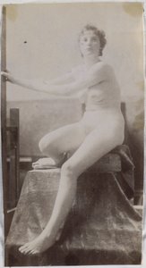 Study of a Female Nude Model, Sitting on a Podium and Seen from the Front, in the Studio of Jacques de Lalaing, Preliminary Study for Fernand Scribe
