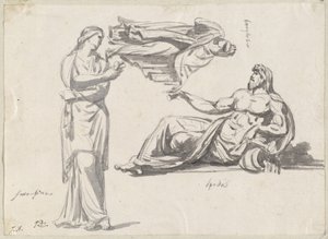 A River God and Two Classical Sculptures