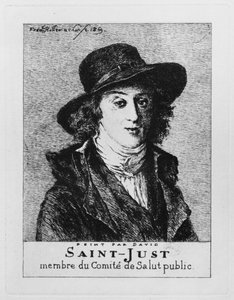 Louis Antoine Leon de Saint-Just, engraved by Frederic Desire Hillemacher, 1869 by Jacques Louis David