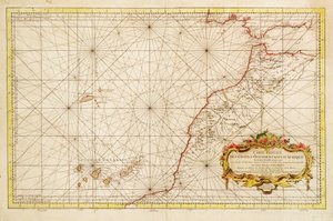 Map of the north western coast of Africa, from the Strait of Gibraltar to the Canary Islands