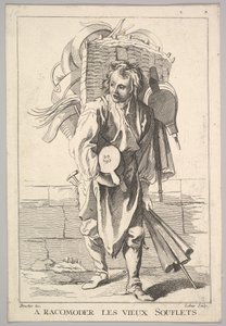 Reverse copy of A Racomoder les Vieux Souflets Mend the Old Bellows, from Le Cri by Jacques Philippe Le Bas