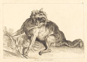 Wolf Caught in a Trap by Jacques Philippe Le Bas and Jean Eric Rehn after Jean Baptiste Oudry