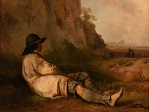 Shepherd Resting Near a Rock
